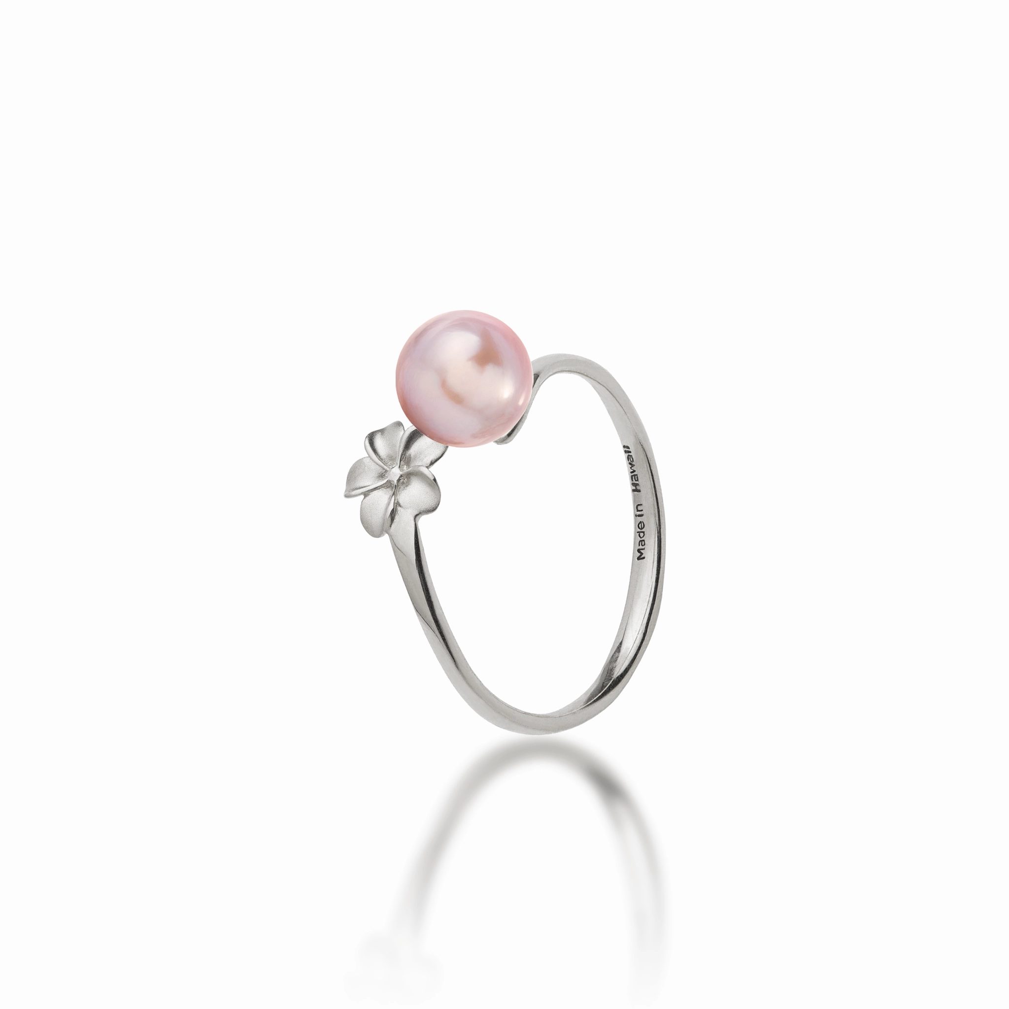 Pick A Pearl Plumeria Ring in White Gold Feminine Touch