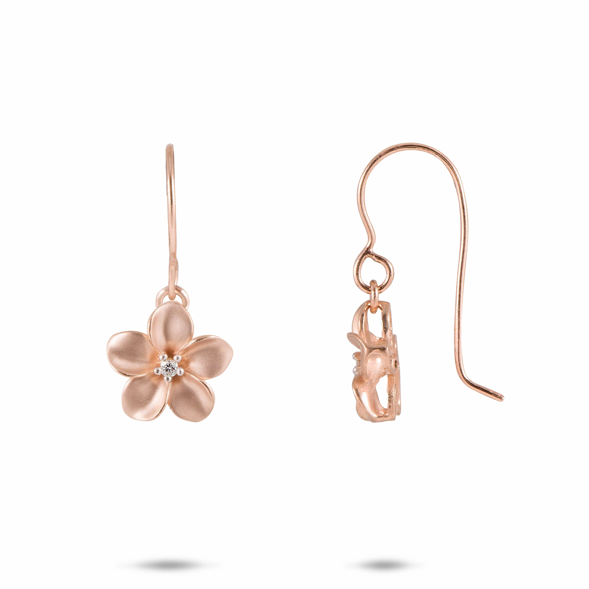 gentle touch Plumeria Earrings in Rose Gold with Diamonds - 11mm