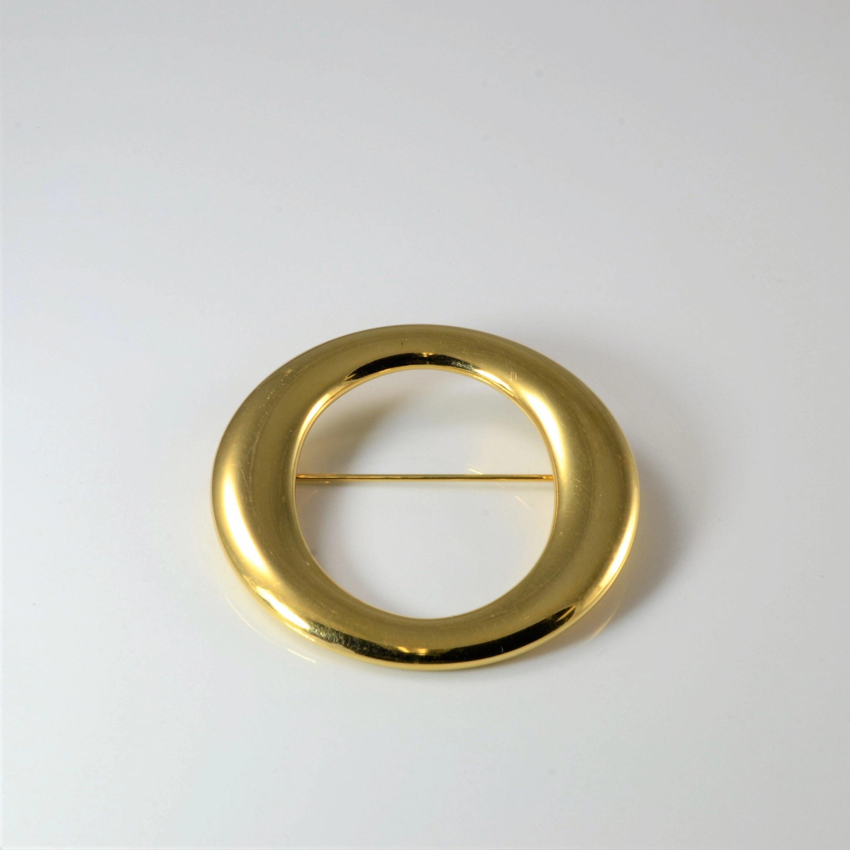 Tiffany Elsa Peretti Sevillana O Large 18K Pin Brooch | Stylish Contour Shiny Stones