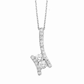 Twogether Diamond Necklace 1/2 Cttw 14K White Gold Monochrome Mood Flawless Radiance