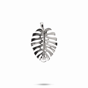 Modern Attire Monstera Pendant in White Gold - 20mm