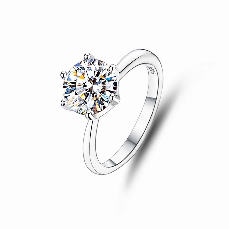 Sculpted Accent custom design 2 Carat Classic Round Brilliant Ring | S925 | Moissanite