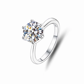 Sculpted Accent custom design 2 Carat Classic Round Brilliant Ring | S925 | Moissanite