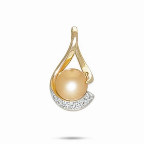 South Sea Gold Pearl Infinity Pendant in Gold with Diamonds - 11-12mm Timeless Style