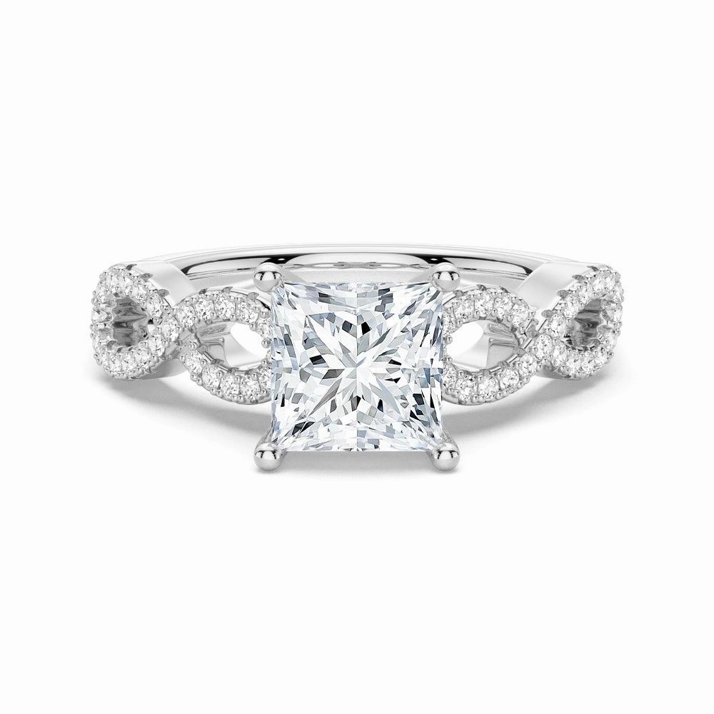 1.5 CT. Twisted Band Princess Cut Moissanite Engagement Ring Delicate Style Fashion Finish