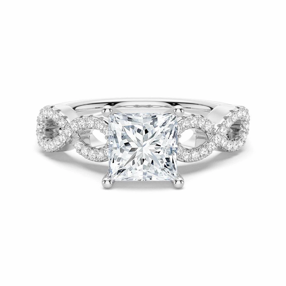1.5 CT. Twisted Band Princess Cut Moissanite Engagement Ring Radiant Pieces