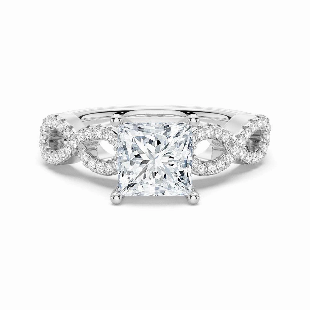 Chic Glimmer Romantic Layer 1.5 CT. Twisted Band Princess Cut Moissanite Engagement Ring