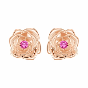 Premium Edge Trendy Spark "Radiant Hope" Rose Stud Earrings with Pink Sapphire
