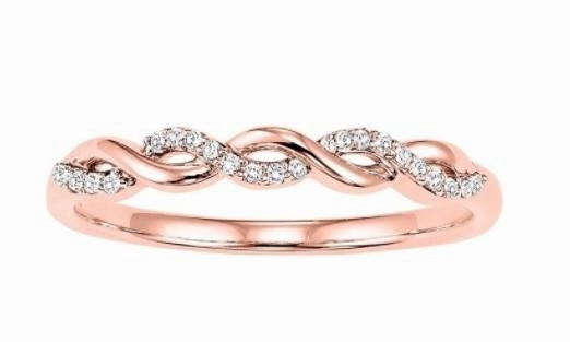 Crossover Stackable Diamond Ring 1/10 Cttw 10K Rose Gold Precious Accent Simple Style