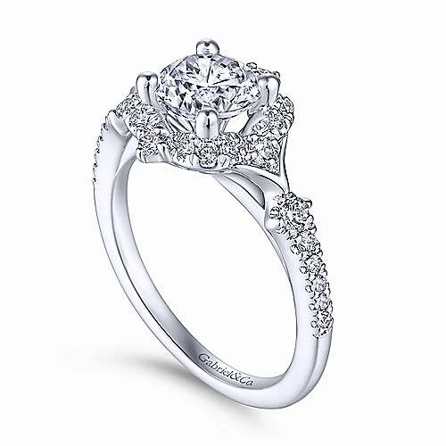 Victorian Round Halo Diamond Ring .34 Cttw 14k White Gold 581A Timeless Spark Custom Craft