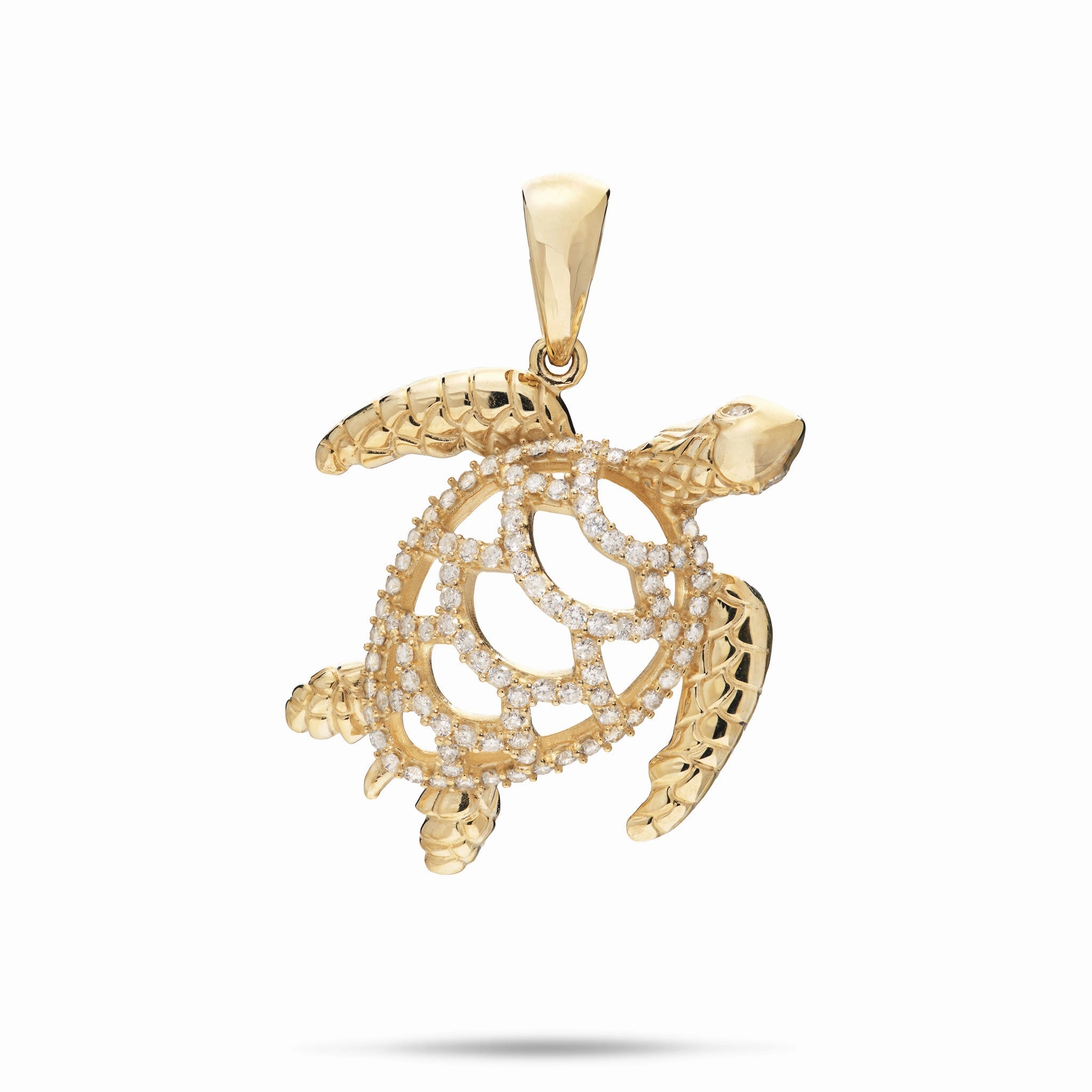 Honu Pendant in Gold with Diamonds - 28mm Trendy Style Expressive Style