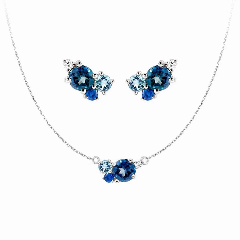 Ocean Breeze Cluster Necklace And Earrings Set Cozy Glow