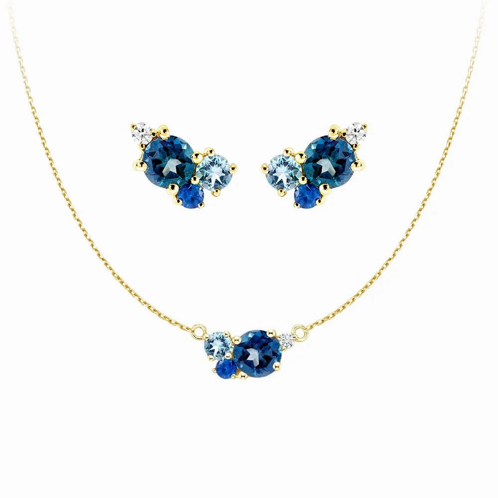 Polished Elegance Layered Touch Ocean Breeze Cluster Necklace And Earrings Set