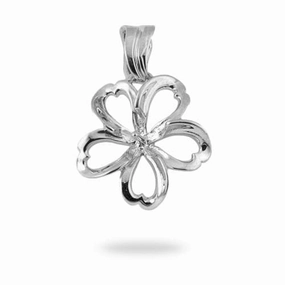unique touch Dazzling Charm Pick A Pearl Plumeria Pendant in White Gold - 17mm