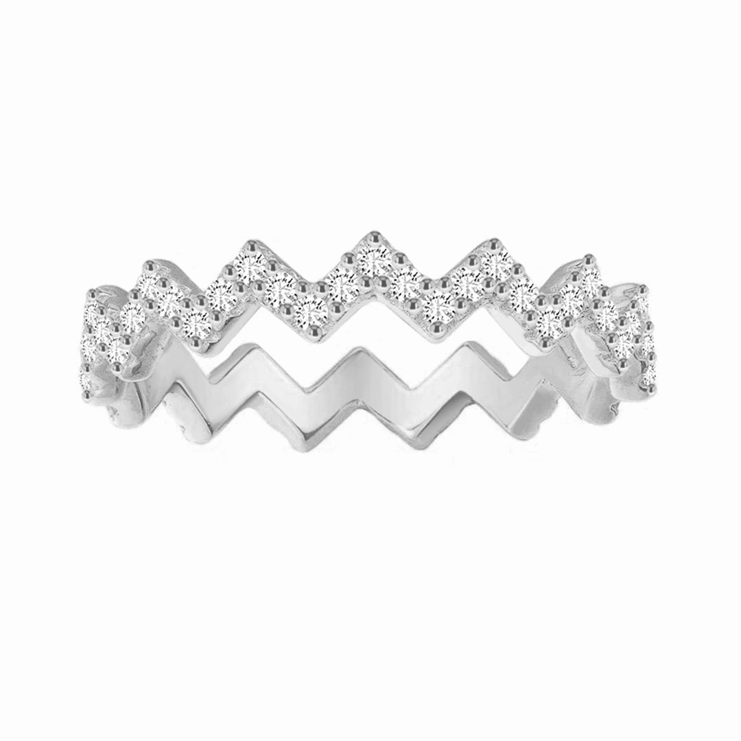 Zigzag Pave Promise Ring Stylish Appeal Fashionable Finish