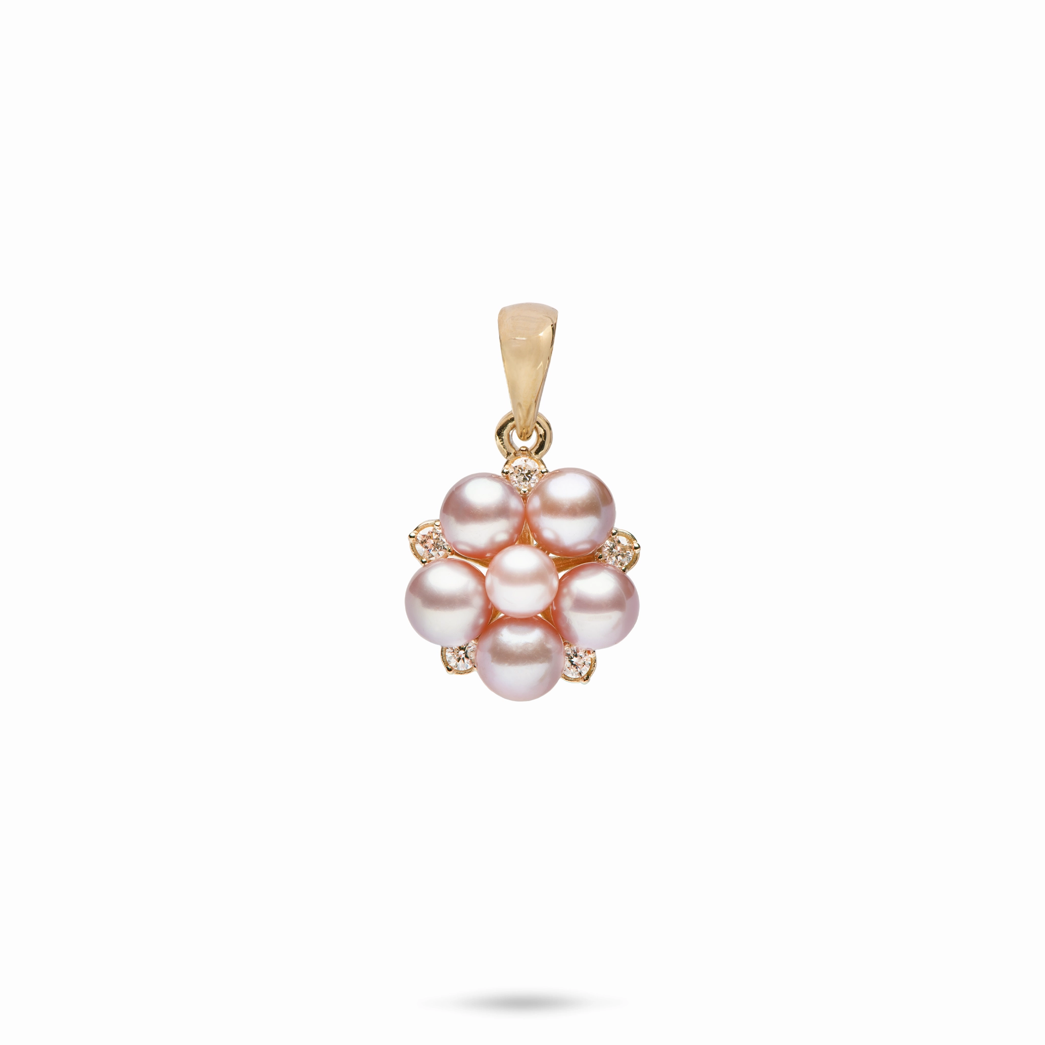 Tiny Bubbles Lavender Freshwater Pearl Pendant in Gold with Diamonds Personalized Style