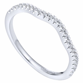 Curved Pave Diamond Wedding Band 14K White Gold 412B Creative Genius