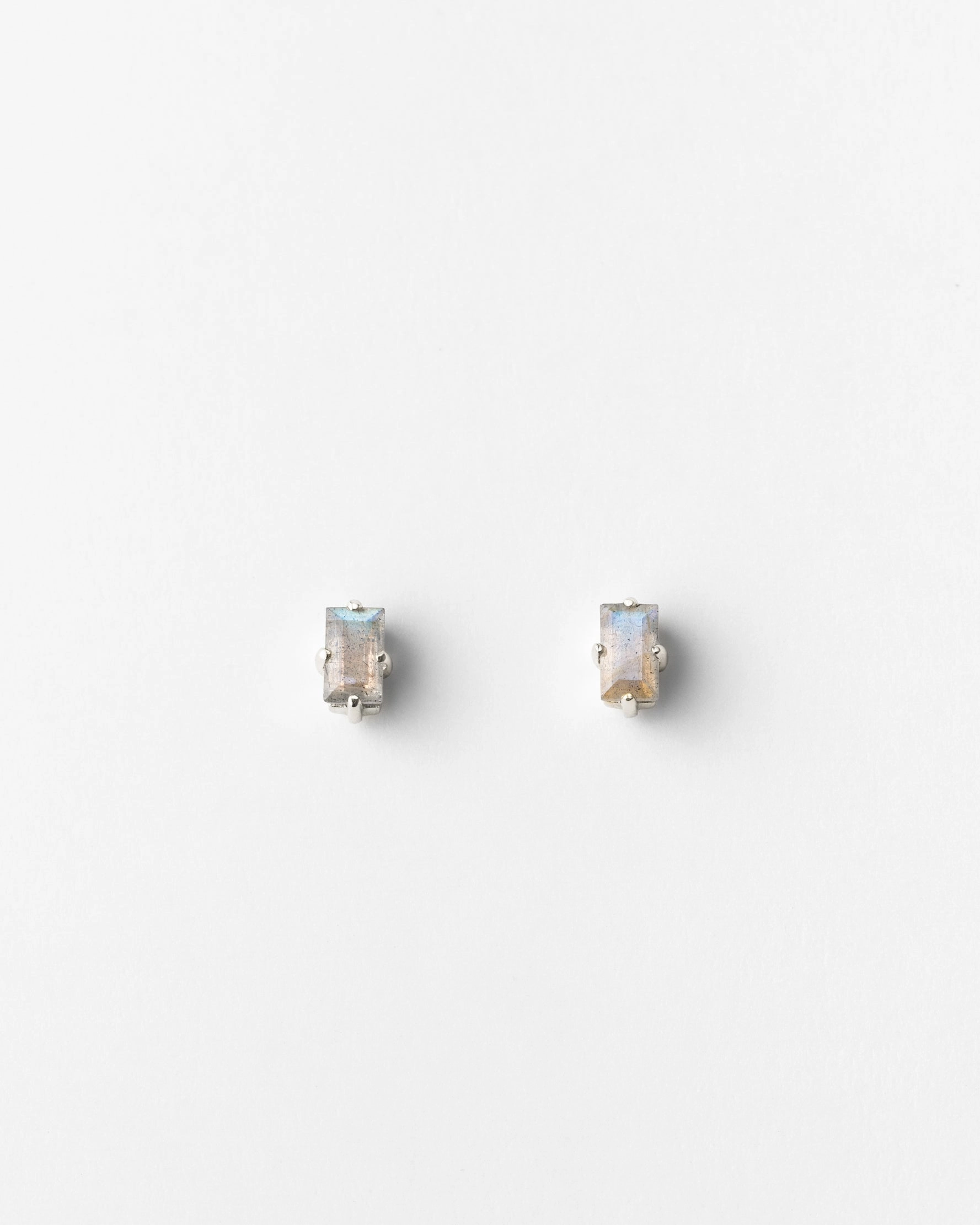 Labradorite Grand Baguette Studs Elegant Craftwork