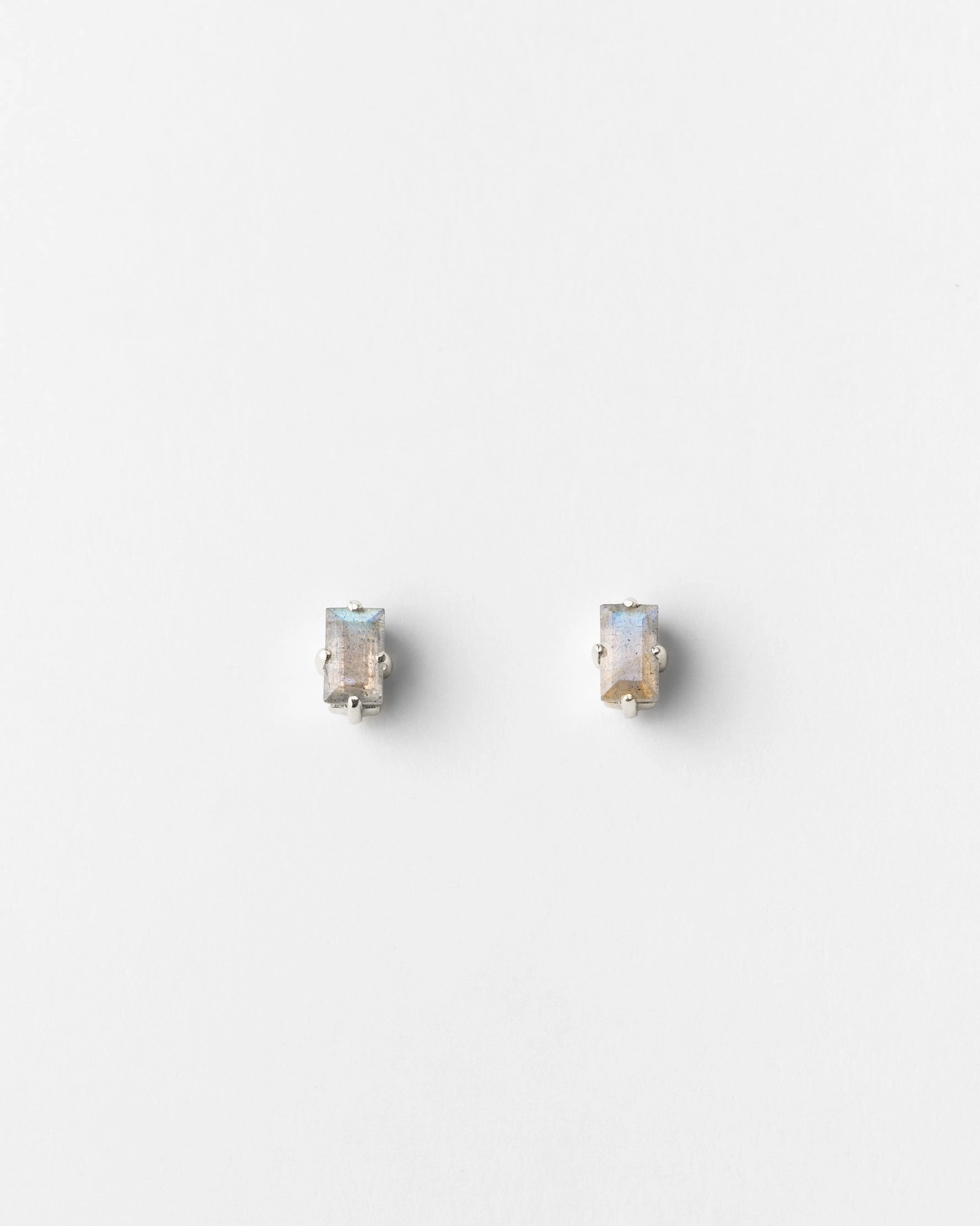 Labradorite Grand Baguette Studs Shiny Aesthetic Stylish Decor