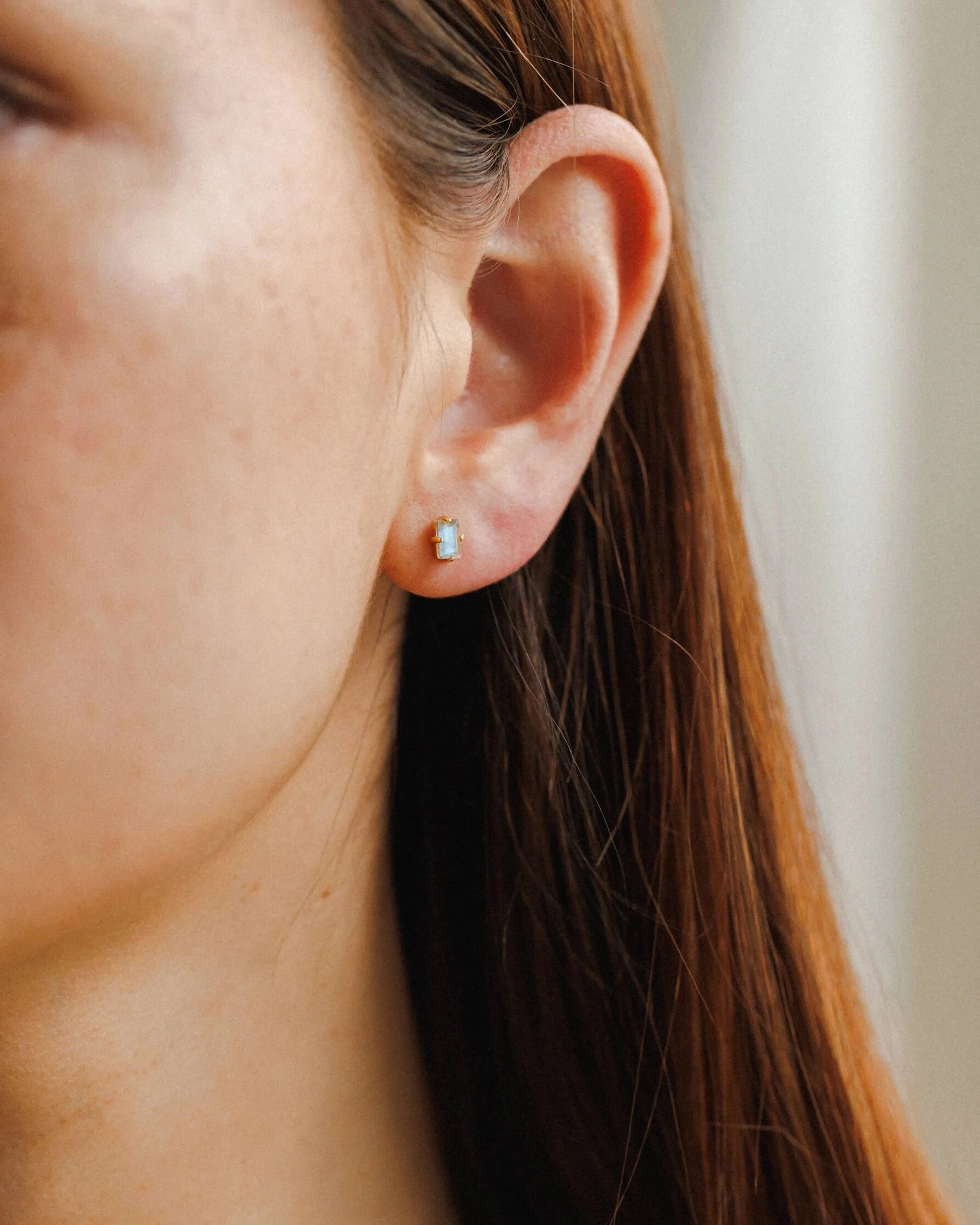 Labradorite Grand Baguette Studs High-Quality Piece Playful Spark