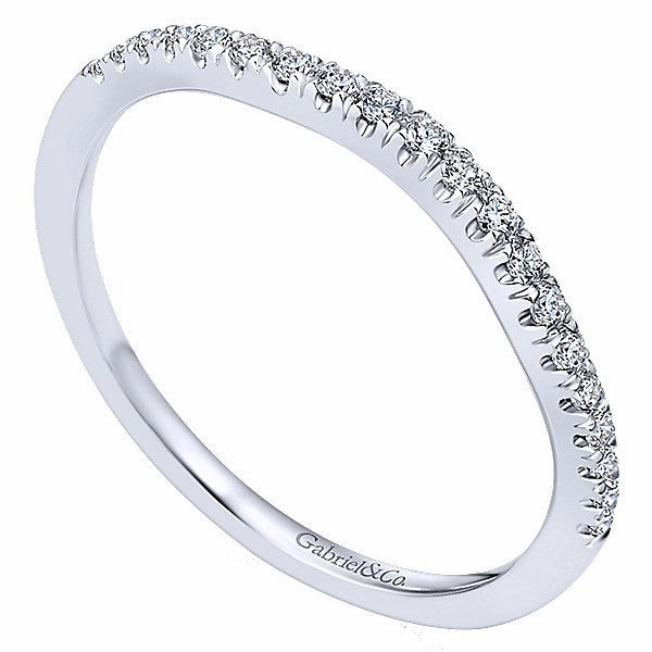 Minimal Texture Custom Bauble Split Prong Contoured Diamond Band .14 Cttw 14K Gold  202B