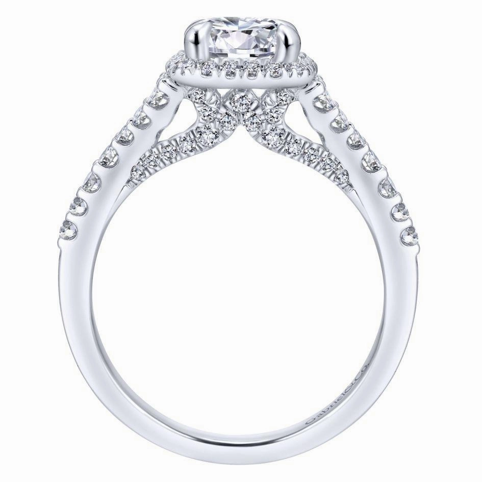Hypoallergenic Art Custom Embellishment Square Halo Round Diamond Ring 14K White Gold .56Cttw 360A