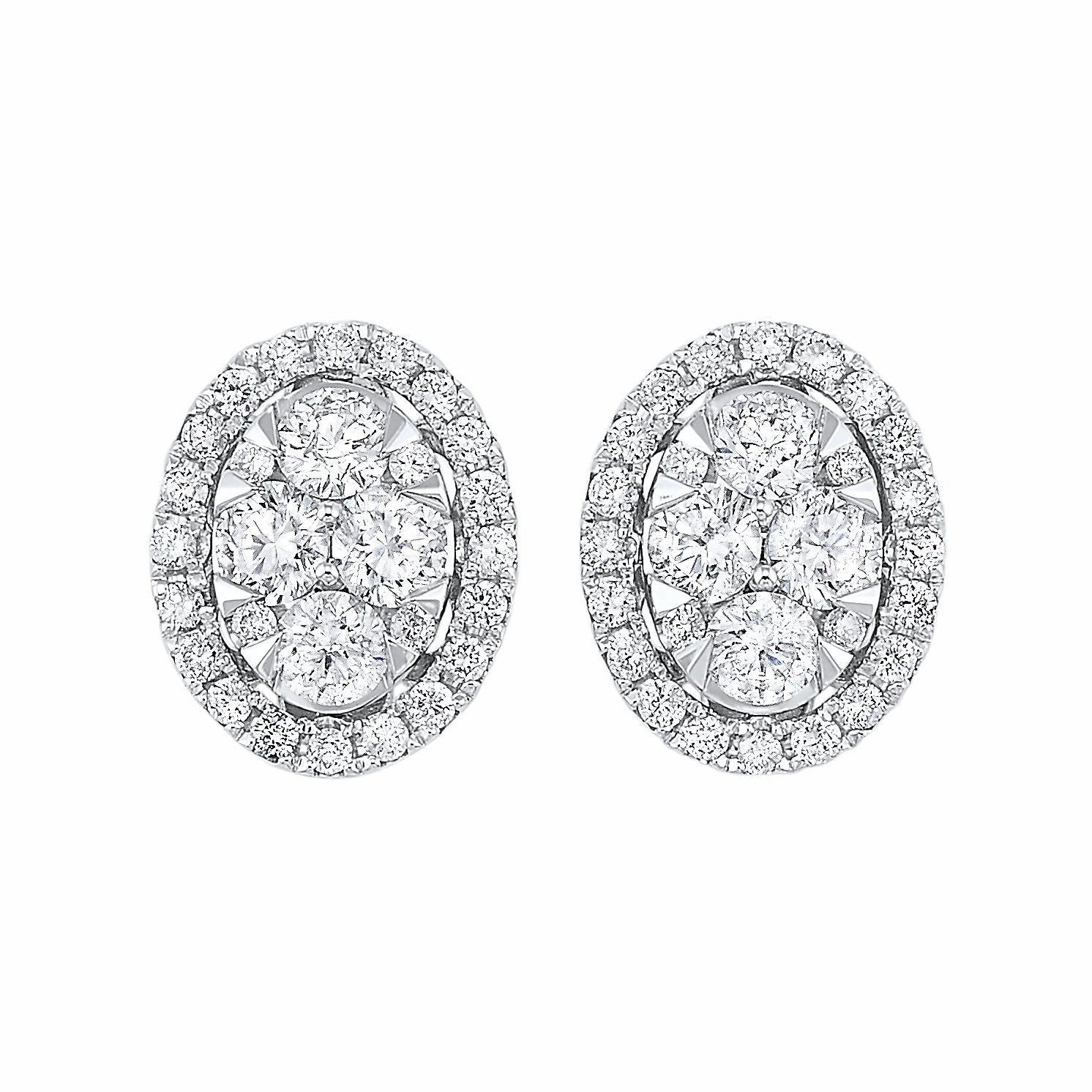 Starbright Diamond Oval Halo Cluster Stud Earrings Wedding guest Holiday Party