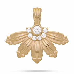 Mountain Naupaka Pendant in Gold with Lab Grown Diamonds - 40mm Exclusive Detail