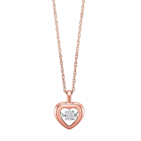 Detail Focus Heart Shaped Rhythm of Love Diamond Necklace 10K Rose Gold