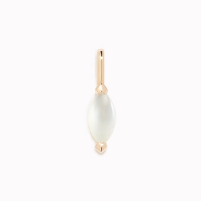 June Birthstone Pendant 14k Gold - Mother of Pearl Couture Accent Distinctive Jewelry