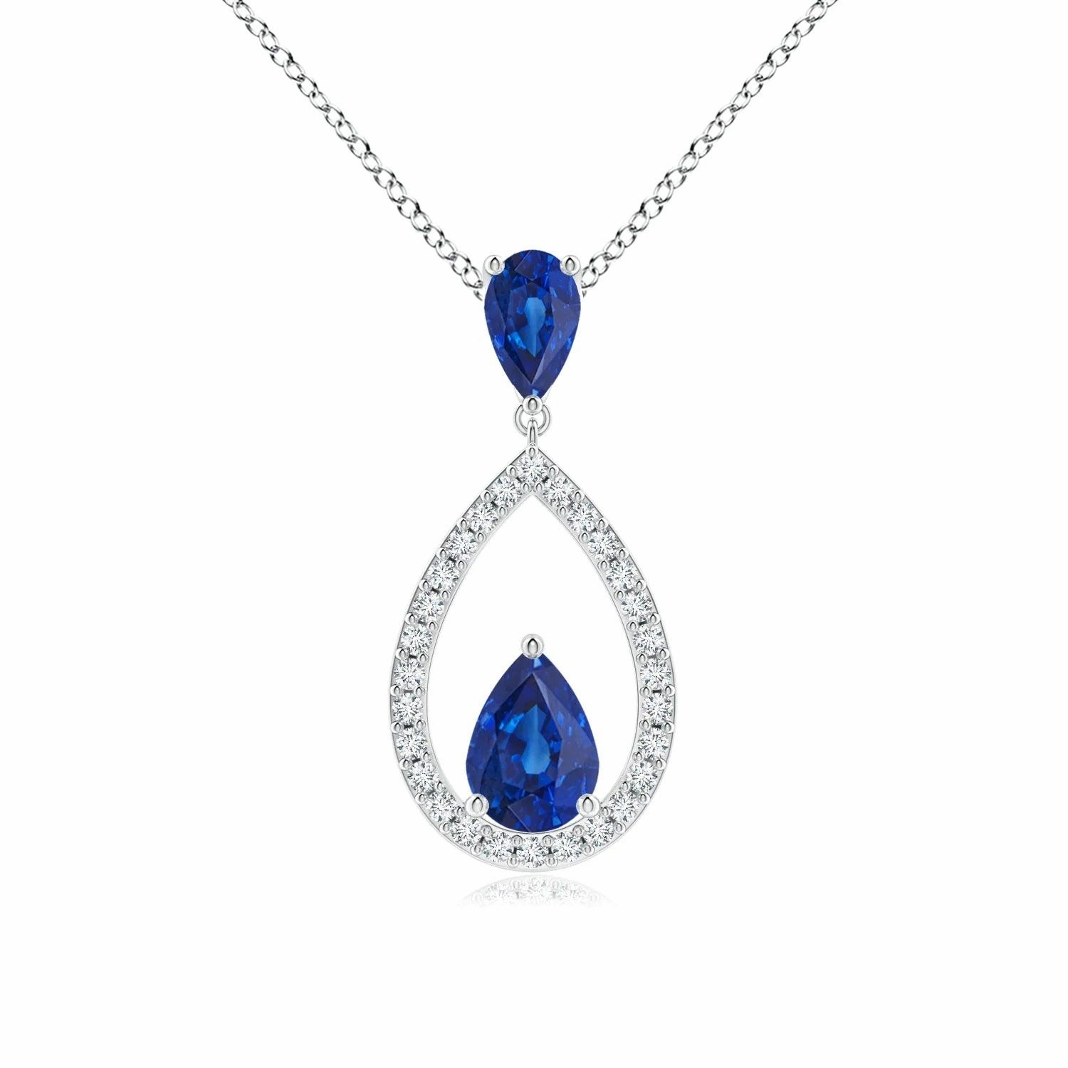 Daily Wear Graceful Motion 1.64 CT. Blue Sapphire and White Sapphire Drop Pendant