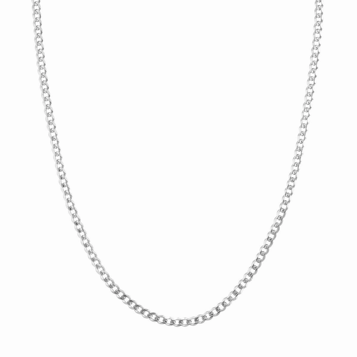 Sleek Texture Refined Texture Sterling Silver 3.7mm Light Curb Chain with Lobster Lock