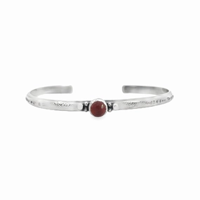 Classic Glow Sterling Silver Cuff Bracelet with Hessonite Garnet