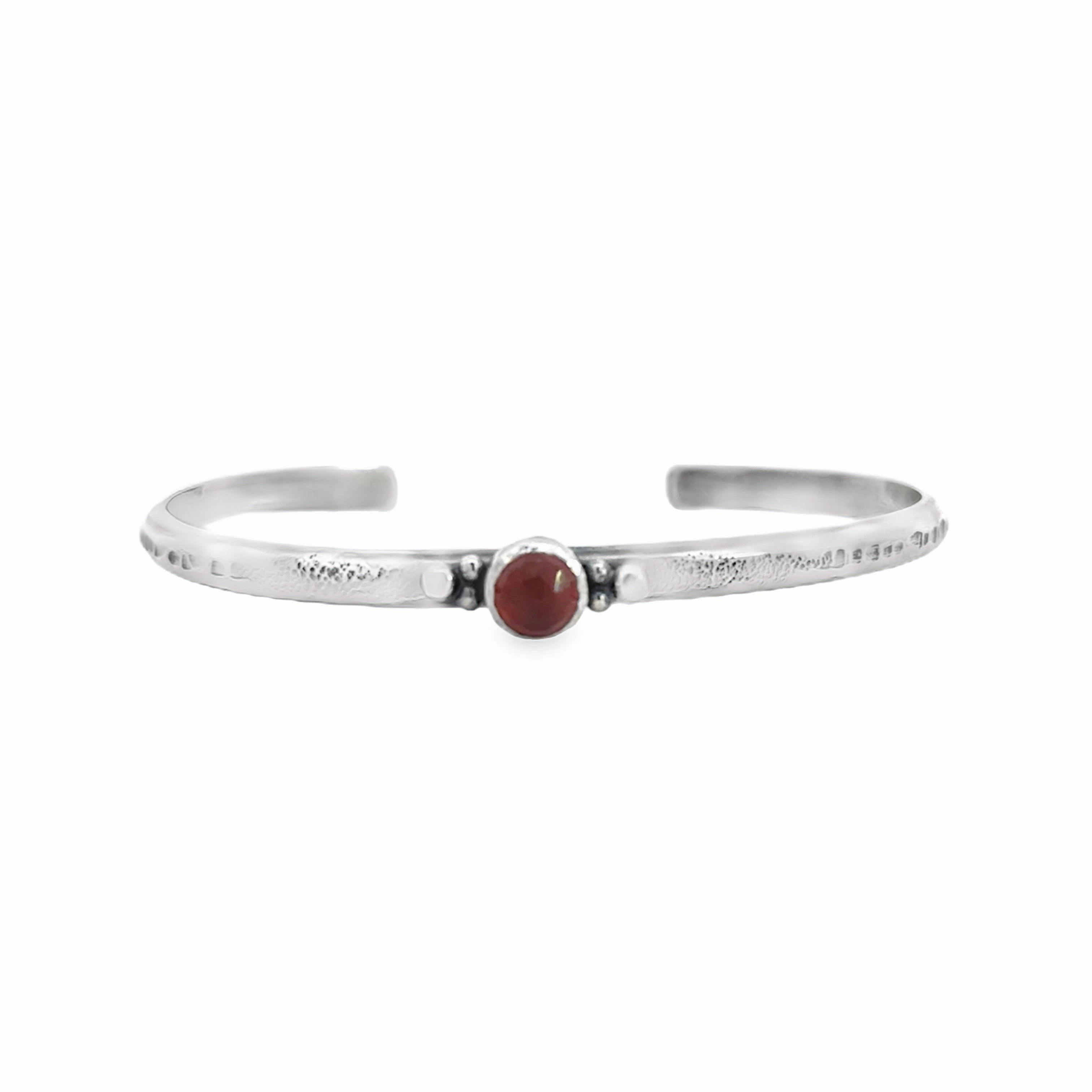 Classic Glow Sterling Silver Cuff Bracelet with Hessonite Garnet