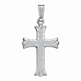 Evening Detail Sterling Silver Florentine Engraved Cross Necklace