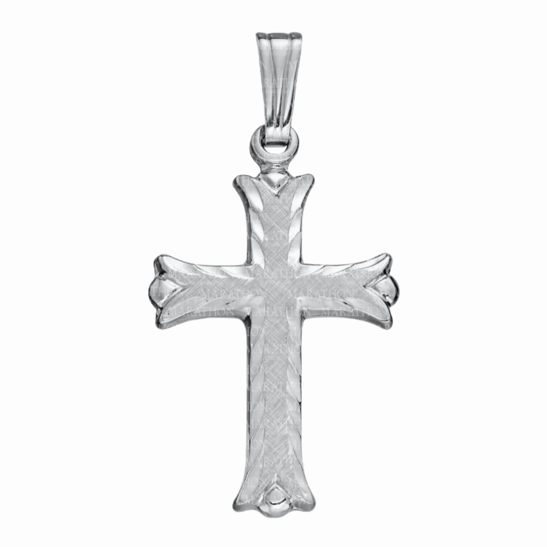 Evening Detail Sterling Silver Florentine Engraved Cross Necklace