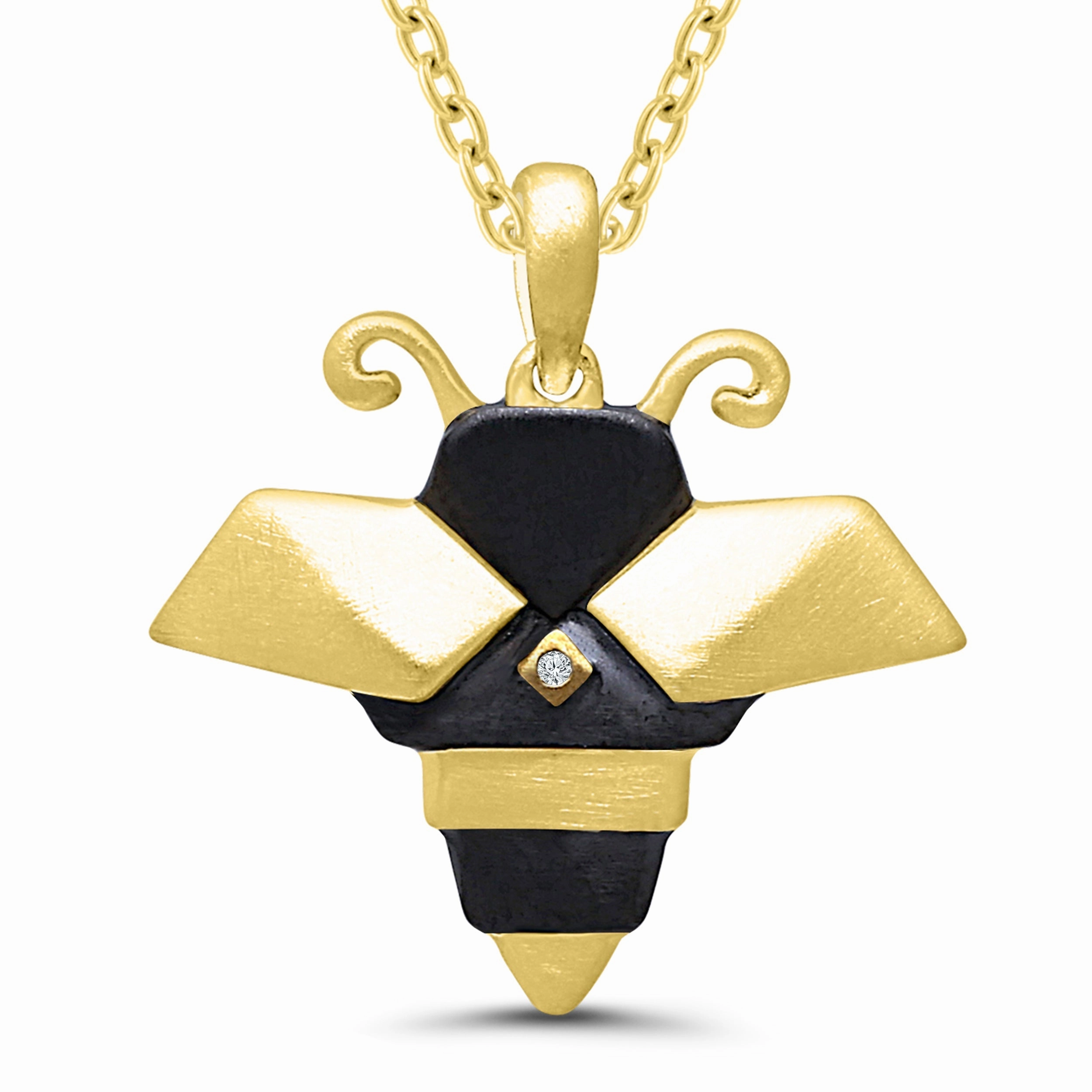 Sterling Silver Yellow Gold Plated Satin Finish Bee Necklace Triple Strand Accessory Lively Highlight