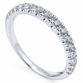Sentimental Value Cultural Gift Straight Pave Graduated Diamond Wedding Band White Gold 485B