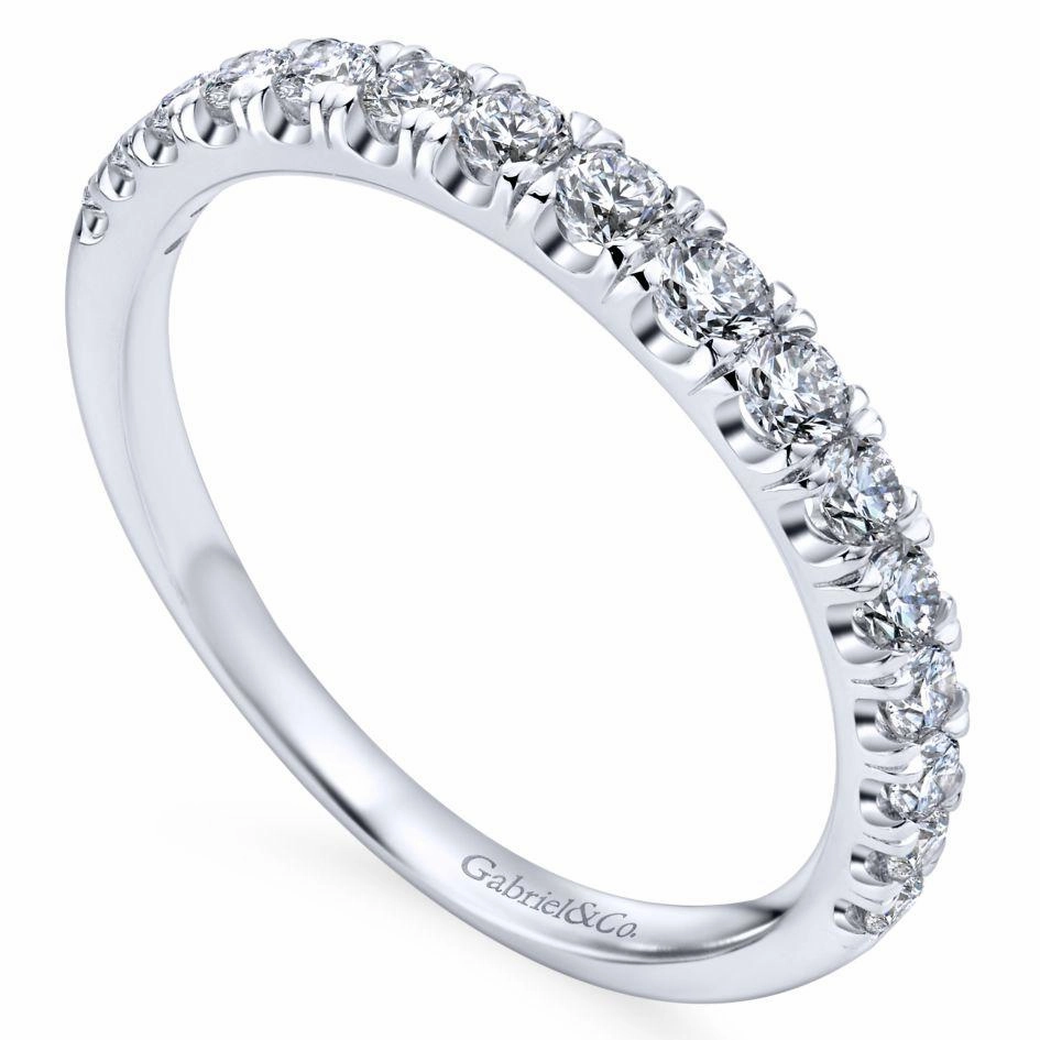 Straight Pave Graduated Diamond Wedding Band White Gold 485B Romantic Occasion Rural Elegance