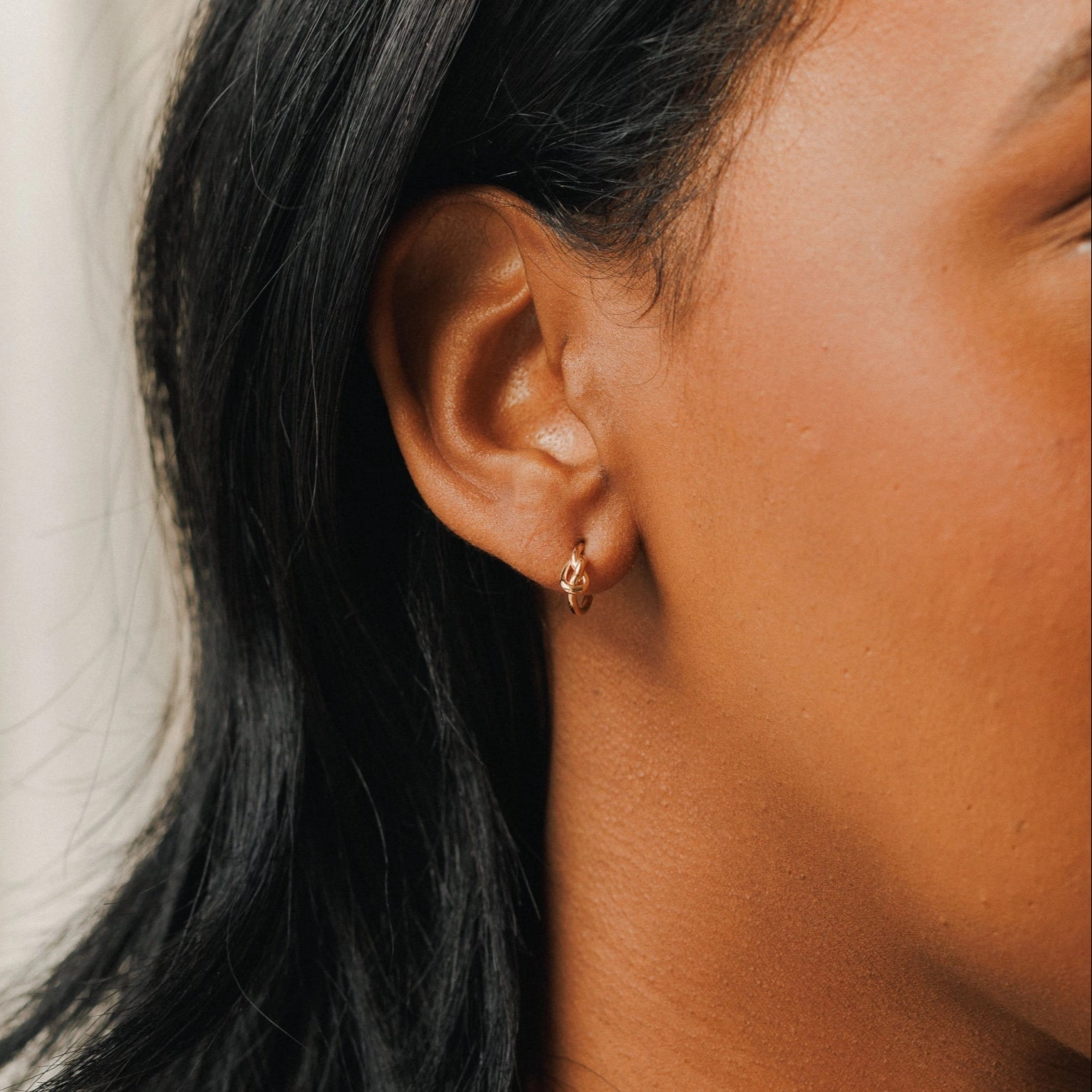 Eternal Knot Huggies Iridescent Embellishment Modernist Jewelry