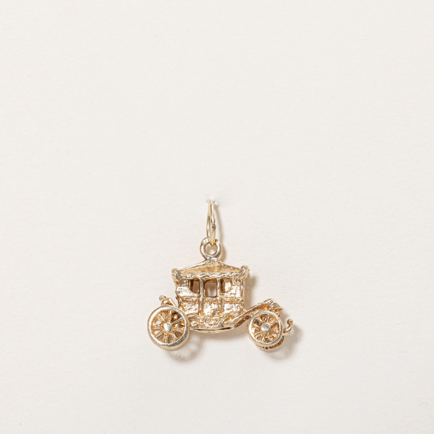 10k Yellow Gold Carriage Charm Statement Fit Wedding Outfit