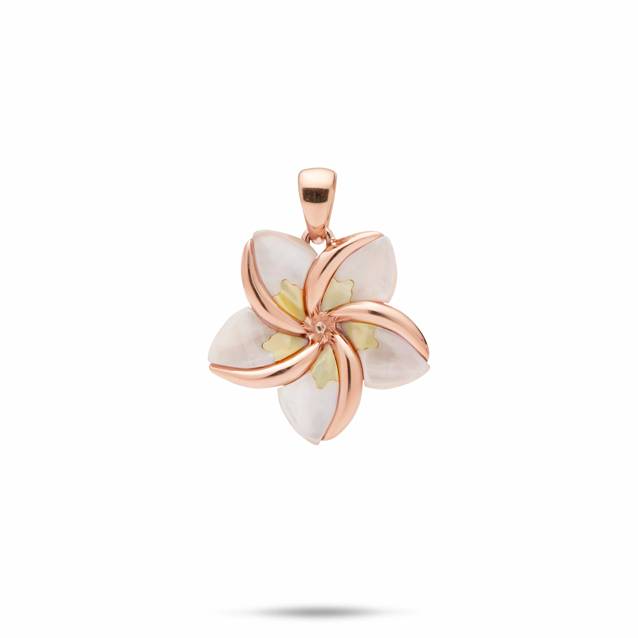 Plumeria Mother of Pearl Pendant in Rose Gold - 18mm Soft Form