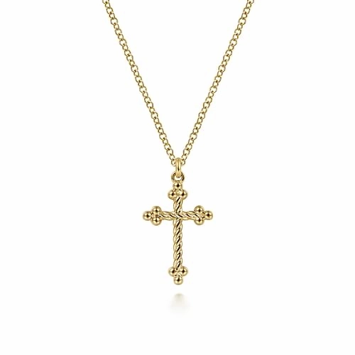 14K Yellow Gold Bujukan Twisted Rope Cross Pendant Necklace Minimalist Flair Alluring Touch
