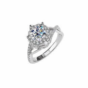 Graceful Look Premium Feature 1 Carat Round Brilliant Diamond Halo Ring | S925 | Moissanite