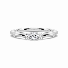 Timeless Pair Evening Style True Love Lab Grown Diamond Three Stone Promise Ring