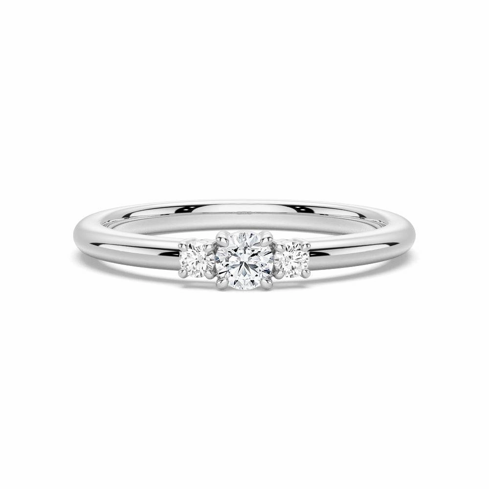 Shiny Texture True Love Lab Grown Diamond Three Stone Promise Ring
