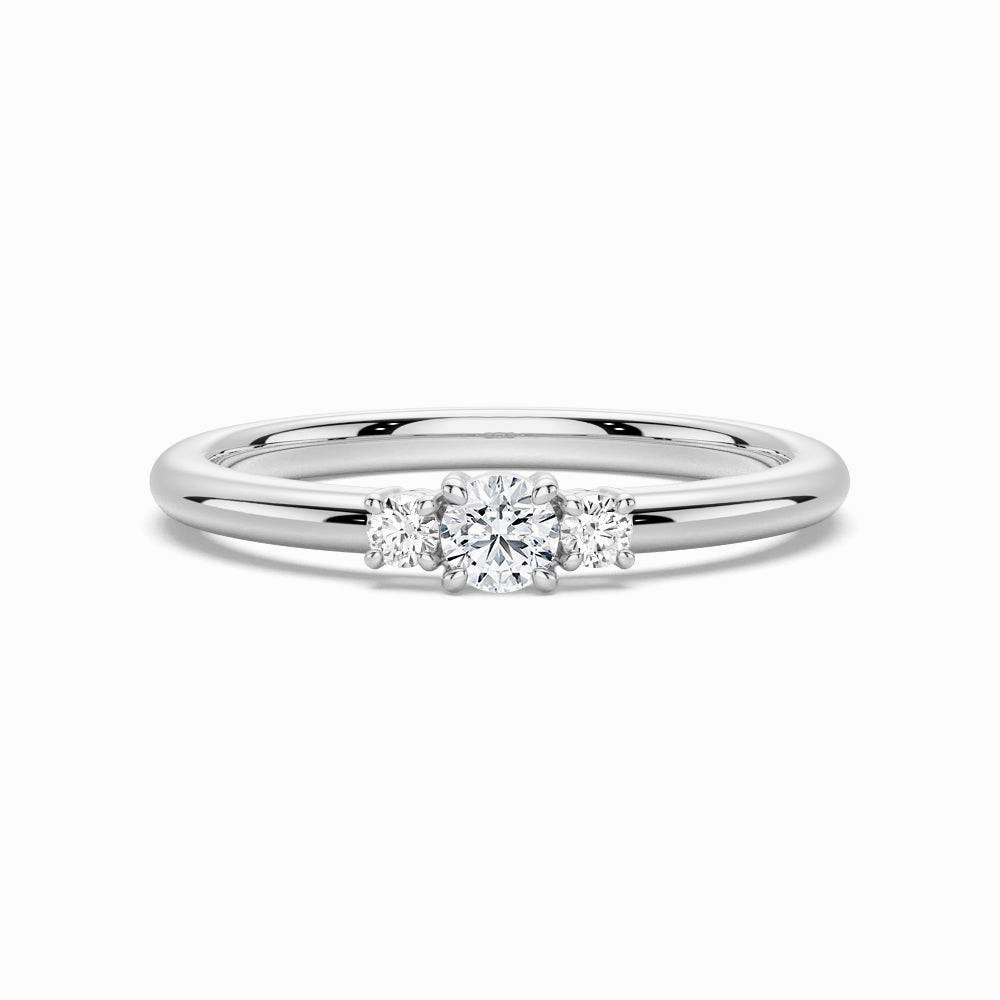 Timeless Pair Evening Style True Love Lab Grown Diamond Three Stone Promise Ring