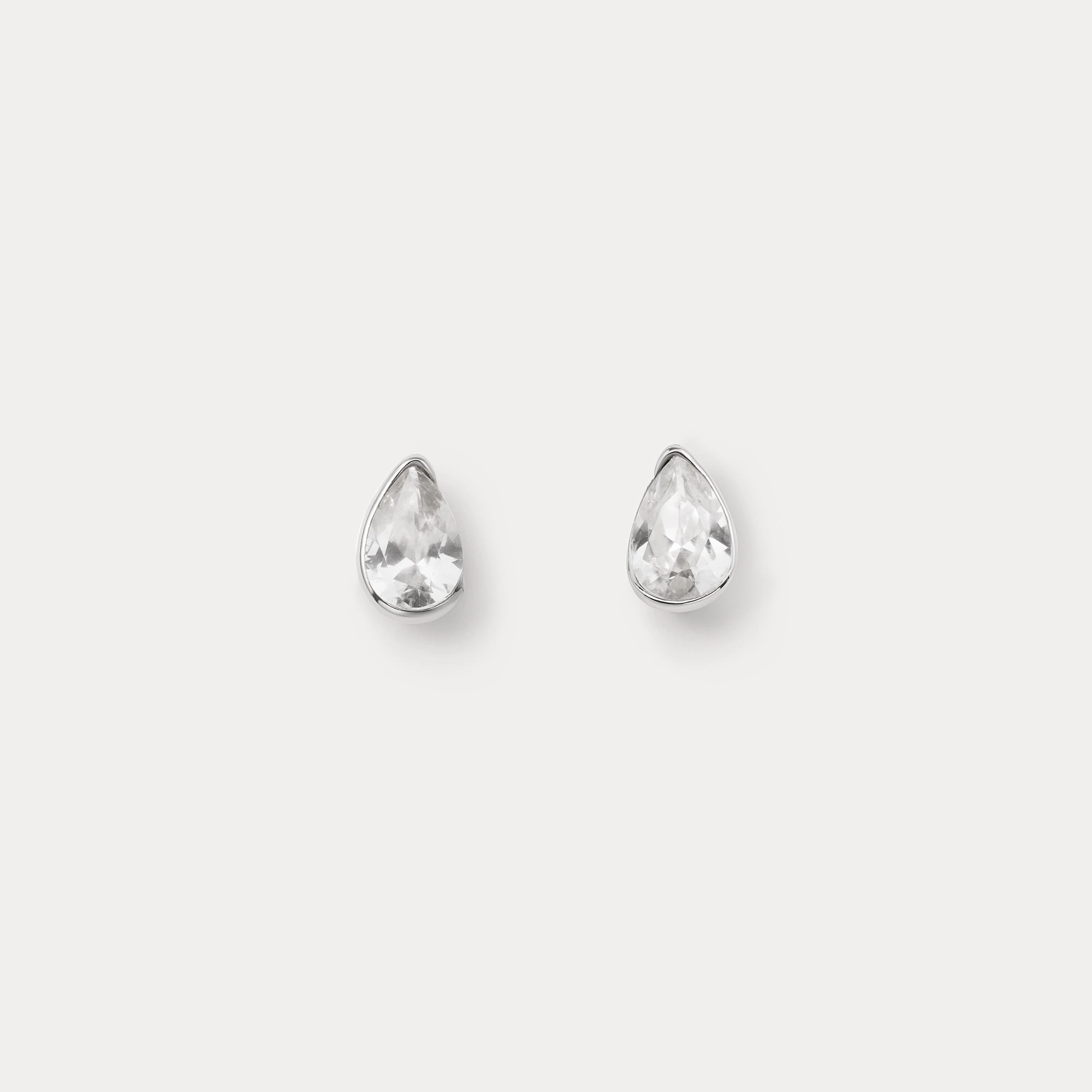 White Sapphire Zephyr Studs Triangular Accent