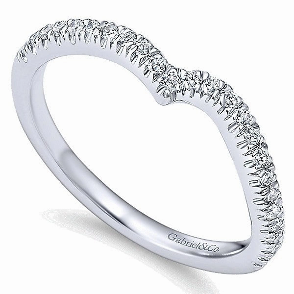 Handcrafted Gift Luxury Detail Bead Set Contoured Diamond Band .20 Cttw 14K White Gold 182B