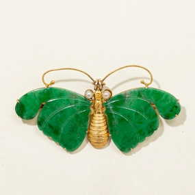 Night Out Look Treated Jadeite & Pearl Butterfly Convertible Pendant & Brooch | 9.30ctw